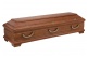 Tannentruhenvollholzsarg in italienischer Form nussbaumfarben,